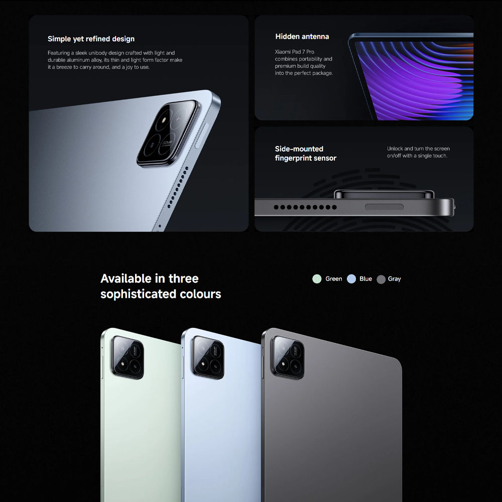 Xiaomi Pad 7 Pro 8GB+256GB/ 12GB+512GB | Qualcomm SM8635 Snapdragon 8s Gen 3 (4 nm) | 11.2 inch, PS LCD | 50MP Main Camera | Li-Po 8850 mAh