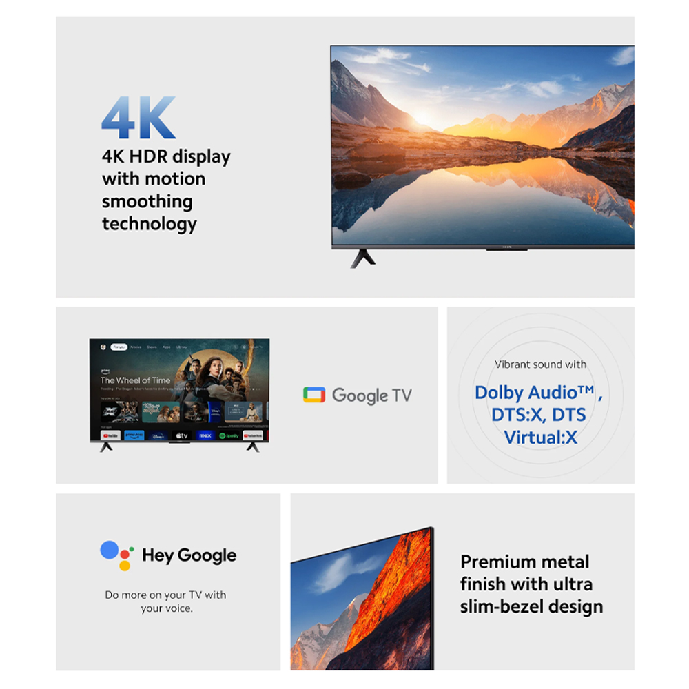 Xiaomi 55" 4K UHD Google TV TV A 55 2025 | 4K HDR | Dolby Audio™ | Ultra slim-bezel design | Google TV