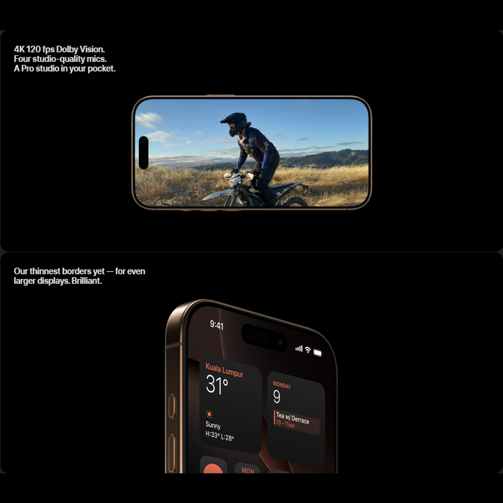 Apple iPhone 16 Pro | 6.3" LTPO Super Retina XDR OLED | 48 MP Main Camera | Apple A18 Pro (3 nm) | USB Type-C 3.2 Gen 2, DisplayPort | Stereo Speakers Sound | Smartphone with 1 Year Warranty