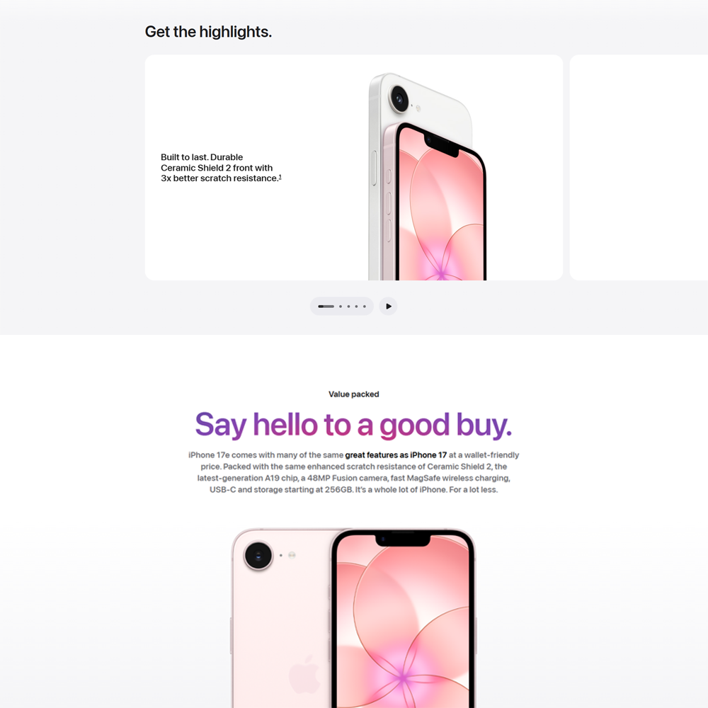 Apple iPhone 17e 8GB+256GB/ 8GB+512GB | 6.1″ | 48MP Rear Camera | Apple A19 (3 nm) | iOS 26.3 | Li-Ion 4005 mAh