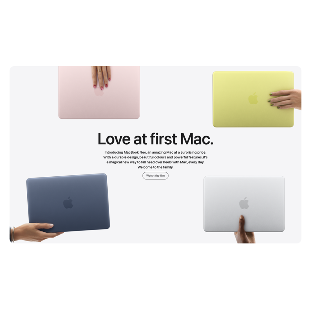 Apple MacBook Neo 8GB+256GB/ 8GB+512GB | 13-inch | Apple A18 Pro chip with 6‑core CPU and 5‑core GPU | Built-in privacy | 1080p FaceTime HD camera