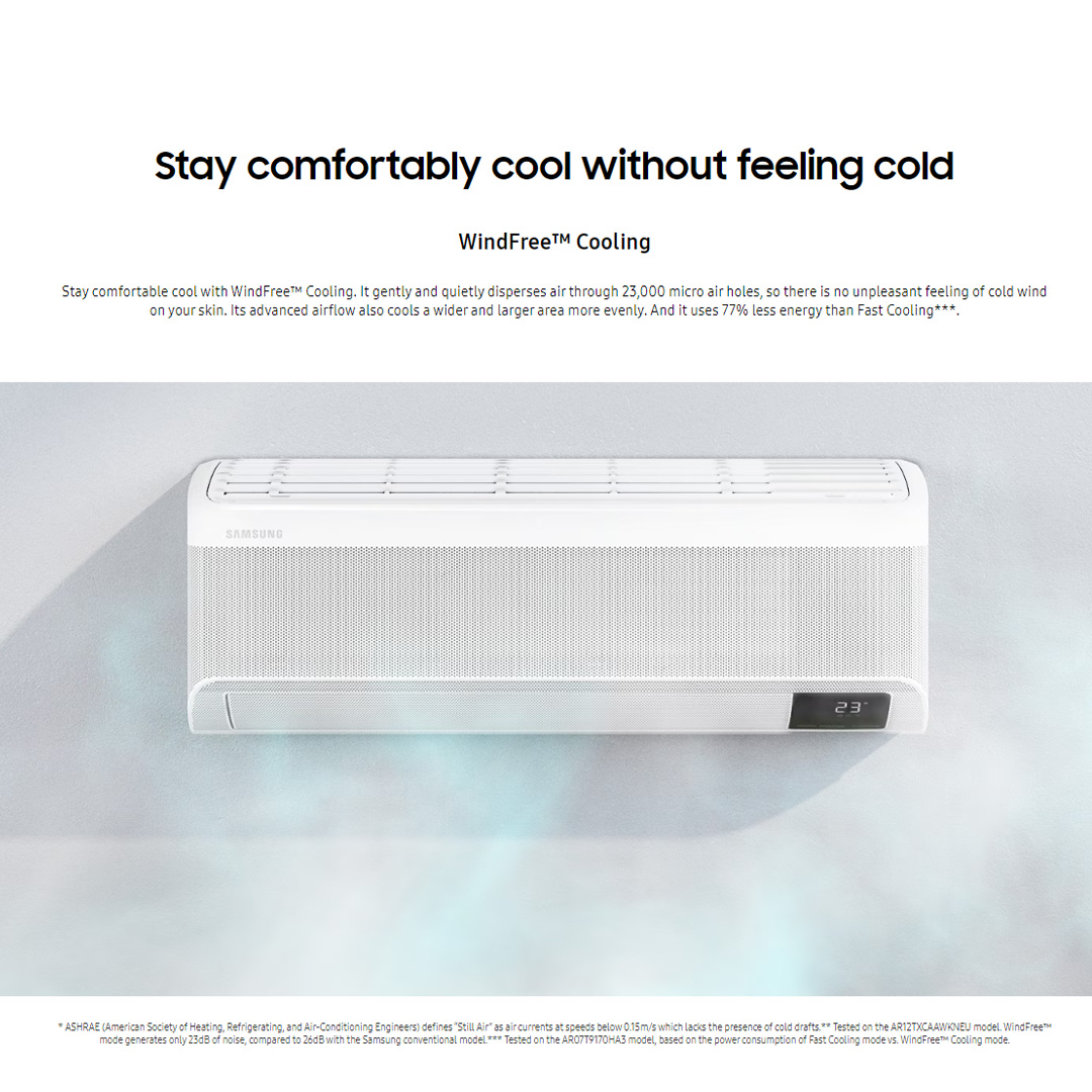 SAMSUNG 2.5HP R32 Digital Inverter WindFree Deluxe Wall Mount Air Conditioner | AR24BYFAMWKNME / AR24BYFAMWKXME | WindFree™ Cooling | AI Auto Cooling | WindFree™ Good Sleep | Air Conditioner with 1 Year Warranty