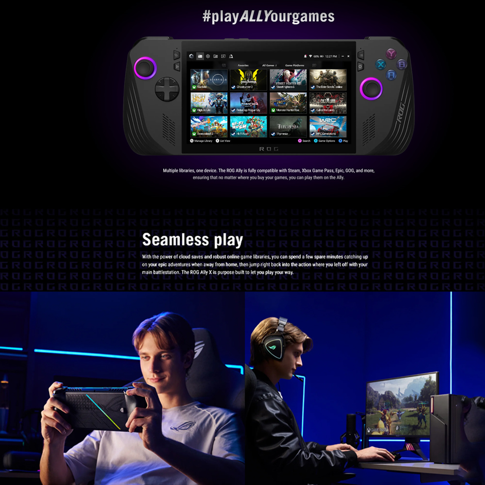 ASUS 12GB+12GB+1TB ROG Ally X (2024) | RC72L-ANH012W | AMD Radeon™ Graphics | Windows 11 Home | 120Hz Refresh Rate