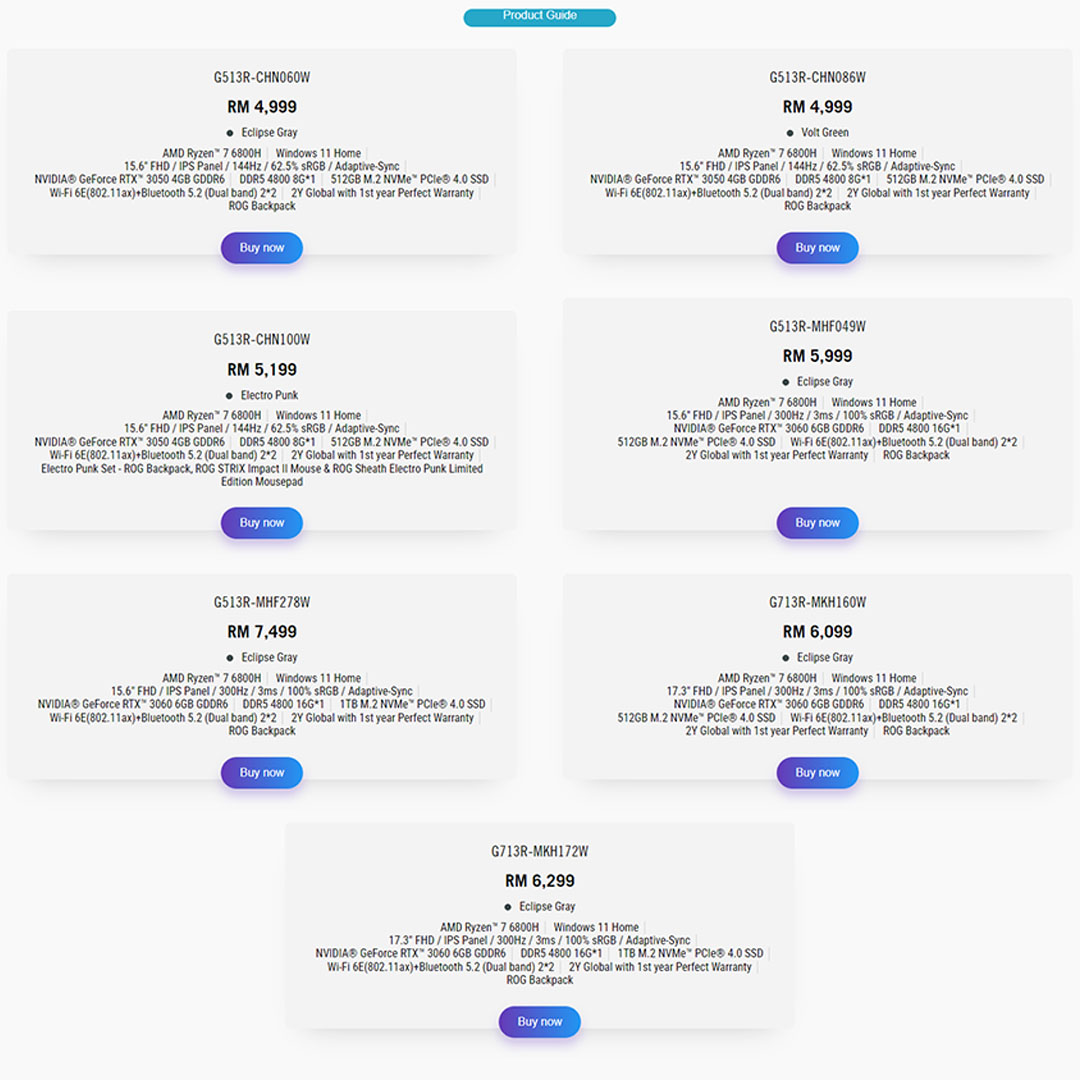 ASUS ROG Strix G15 Laptop 15.6-inch AMD Ryzen 7 6800H NVIDIA GeForce RTX 3060 16GB+512GB 2022 |  ROG Intelligent Cooling™ |  Dolby Vision and Dolby Atmos | Multiple RGB lighting zones | Laptop with 2 Year Warranty