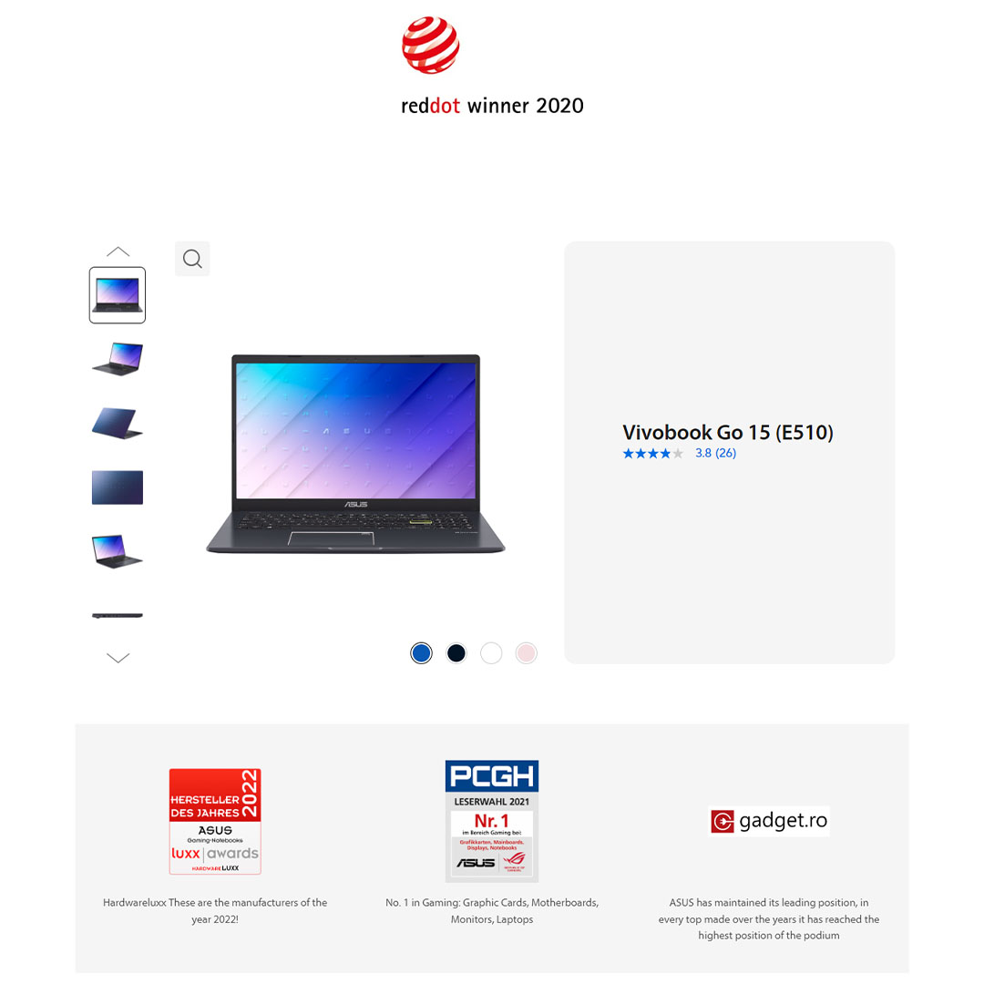 ASUS Vivobook Go 15  Laptop E510K-AEJ731WS (Intel Celeron N4500/ 8GB+512GB SSD/ 15.6-inch FHD/ W11) | Windows 11 Pro | up to Quad-core Intel processor | Up to 8-hour battery life2 | Laptop with  2 Year Warranty