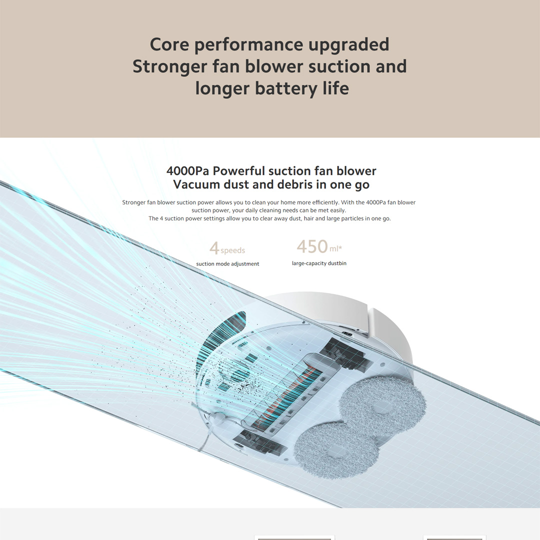 Xiaomi 55W Robot Vacuum S10+ B105 | 4000Pa Powerful Suction Fan Blower | 3D Obstacle Avoidance | Smart Control | Vacuum with 1 Year Warranty