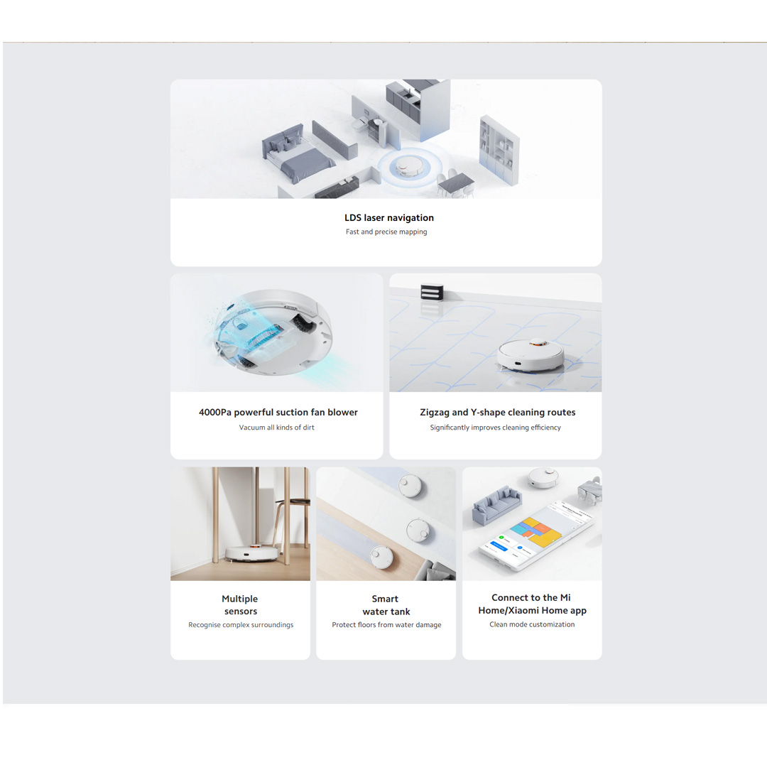 Xiaomi 45W Robot Vacuum S10 B106GL | 4000Pa Powerful Suction Fan Blower | LDS Laser Navigation System | Up to 130 Minutes of Battery Life | Vacuum with 1 Year Warranty