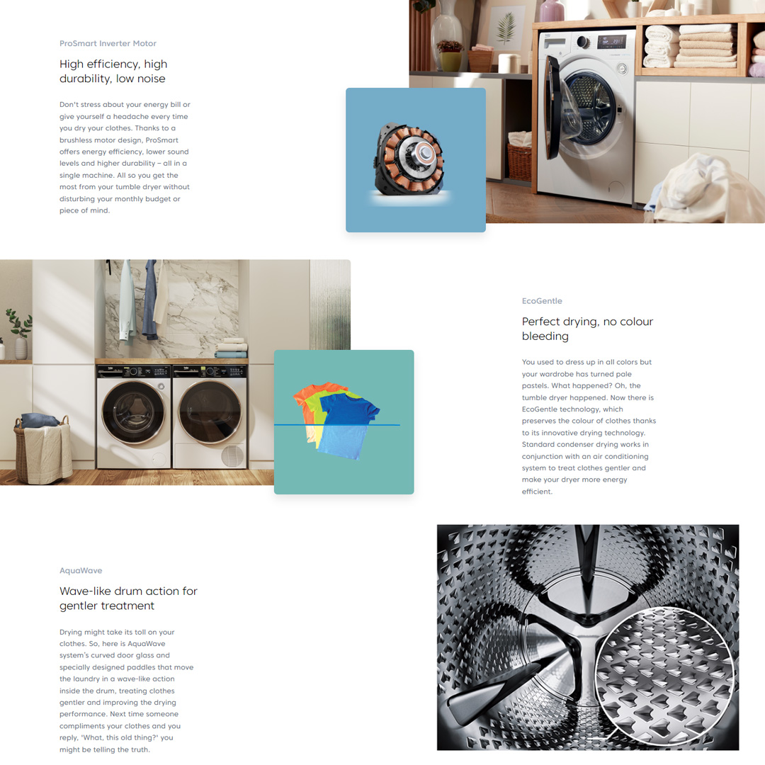 Beko 12KG Heat Pump ProSmart Inverter Tumble Dryer B5T66230WM | AquaWave | EcoGentle | Digital Display | Hygienic Drying | Tumbler Dryer with 2 Year Warranty