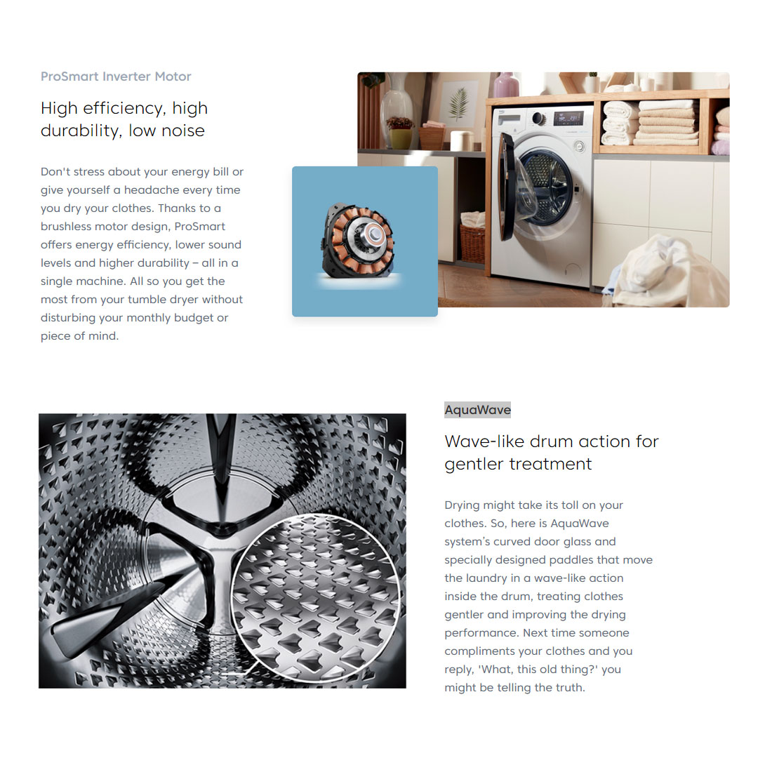 Beko 10KG Hybrid 2 Heatpump Tumble Dryer B5T64237WM | A++ Energy Efficiency Class | Wireless HomeWhiz Connection | Sensor Drying | Tumbler Dryer with 2 Year Warranty