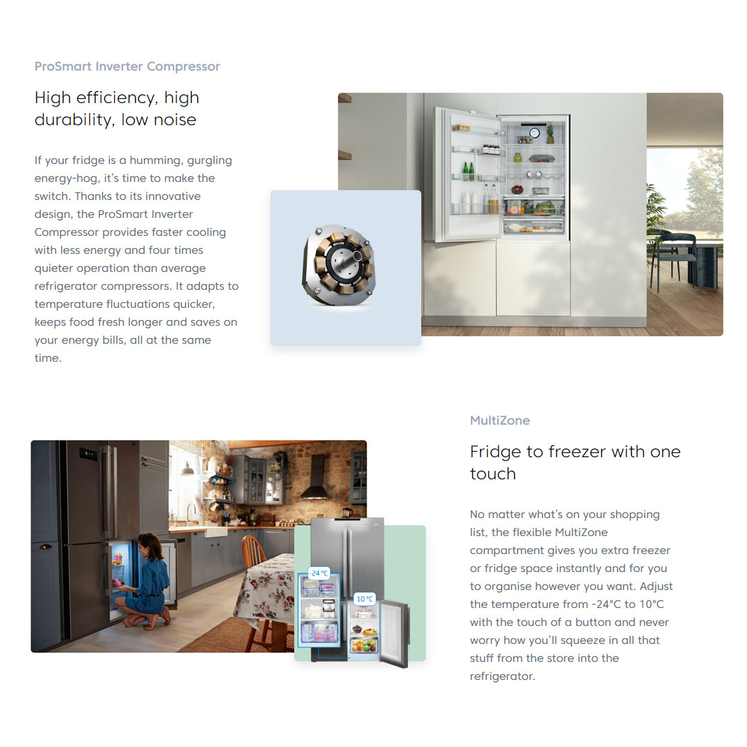 Beko 586L Multi Doors ProSmart Inverter Refrigerator GNO51651GBMY/GNO51651VKMY | Eco Mode | Holiday Mode | Quick Freeze | Quick Control | Multi AirFlow | Refrigerator with 2 Year Warranty