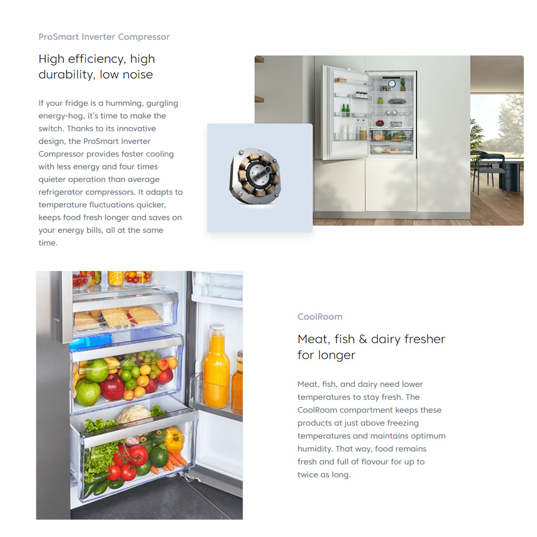 Beko 646L Side by Side ProSmart Inverter Refrigerator GNO62251XPMY | CoolRoom | Led Illumination | Safety Glass | Twist & Serve Ice Cube Tray | Vacation Mode | Eco Function | Refrigerators with 2 Year Warranty