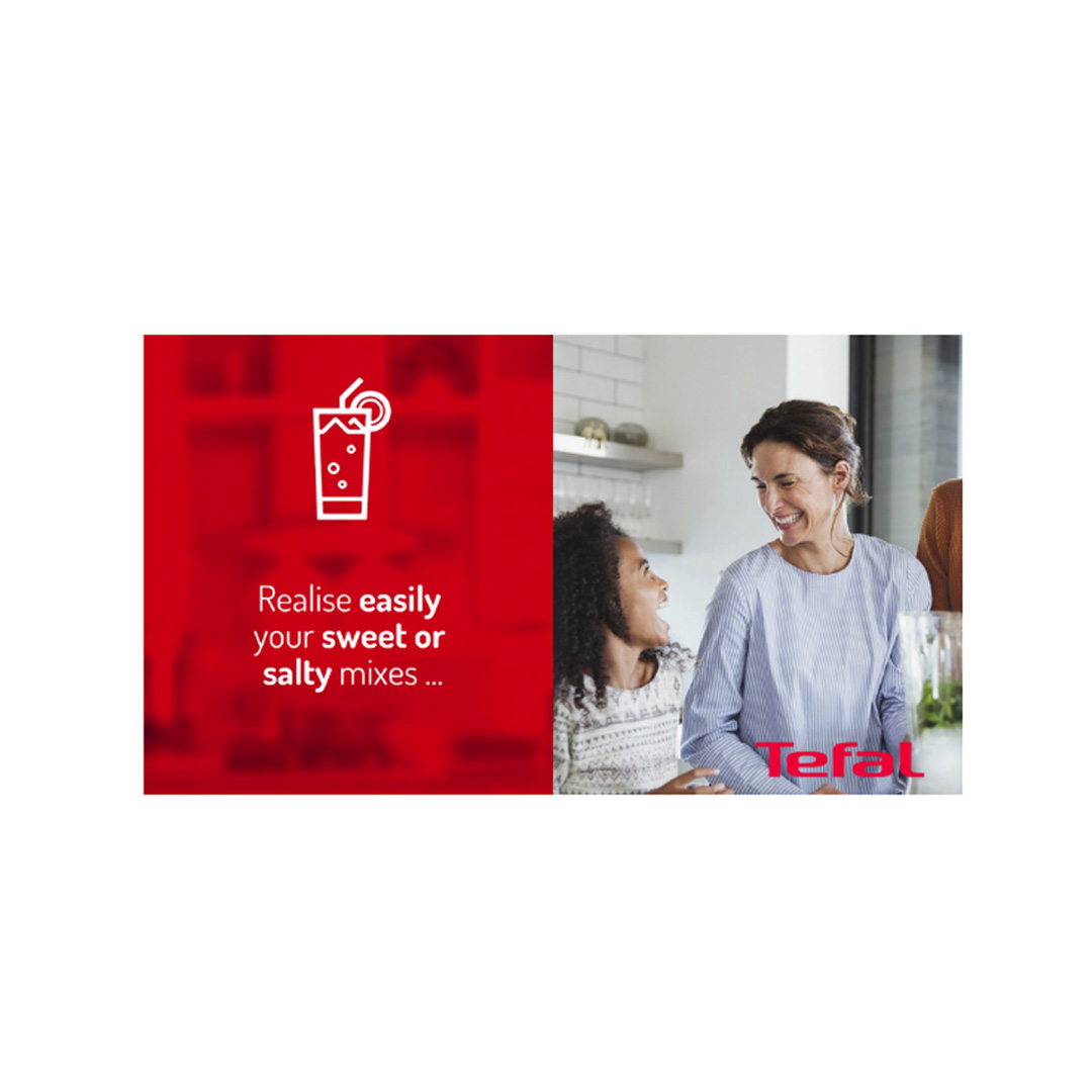 Tefal 2L Blendforce 2 Blender with Grinder Chopper BL4291 | 600W | Powelix Technology | Smart Lock | Cord Storage | Blender with 2 Year Warranty