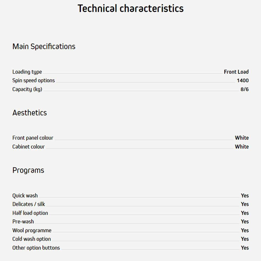 Brandt 8KG/6KG Front Load Inverter Washer Dryer WDB184QWA | Hygiene+ | Drum Clean Function | Up to 24 hours | Washer Dryer with 1 Year Warranty