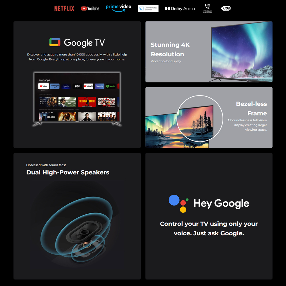 Caixun 40" 2K LED Google TV (PROXITY) C40V1FA | 2K FHD | Dolby Audio | Android TV