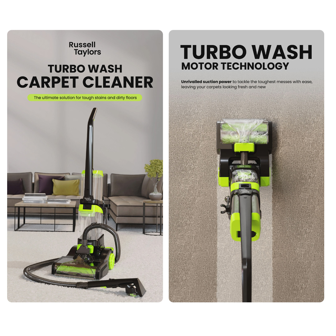 Russell Taylors 800W Multi-Function Vacuum Cleaner Carpet Washer CW-800 | Powerful DC Motor | Dust Canister 500ml |  2200mAh Battery | Vacuum with 2 Year Warranty