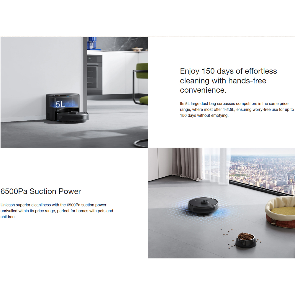 Ecovacs 6500Pa YEEDI PRO PLUS Y1 | 5L large dust bag | 6500Pa suction power | 180 minutes cleaning experience