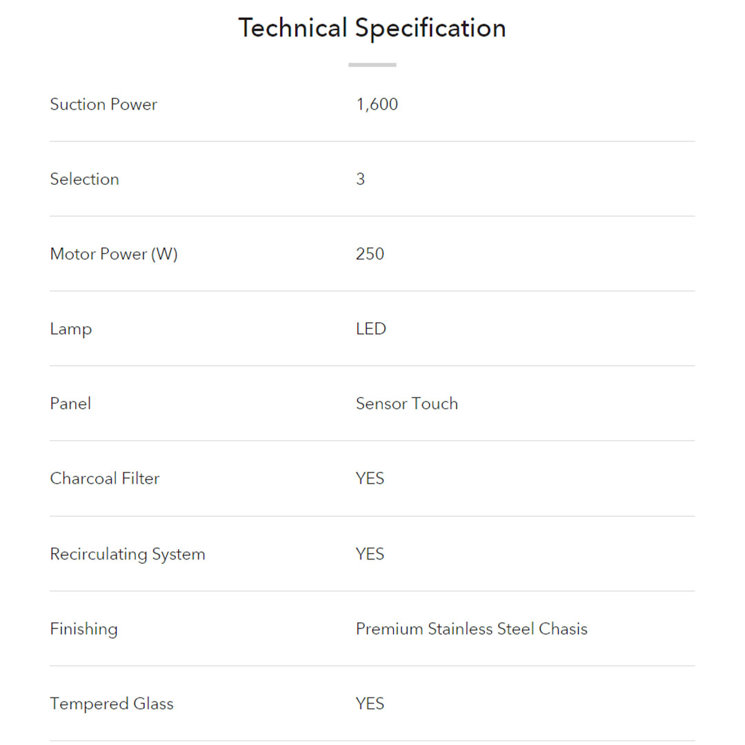 ELBA 1600 m³/hr Designer Hood ETERNO EH-N9128ST(BK) |  3-speed Sensor Touch Control | 40⁰ HYDRAULIC POWERMATIC HINGE OPENING | Premium Stainless Steel Chasis | Hood with 1 Year Warranty