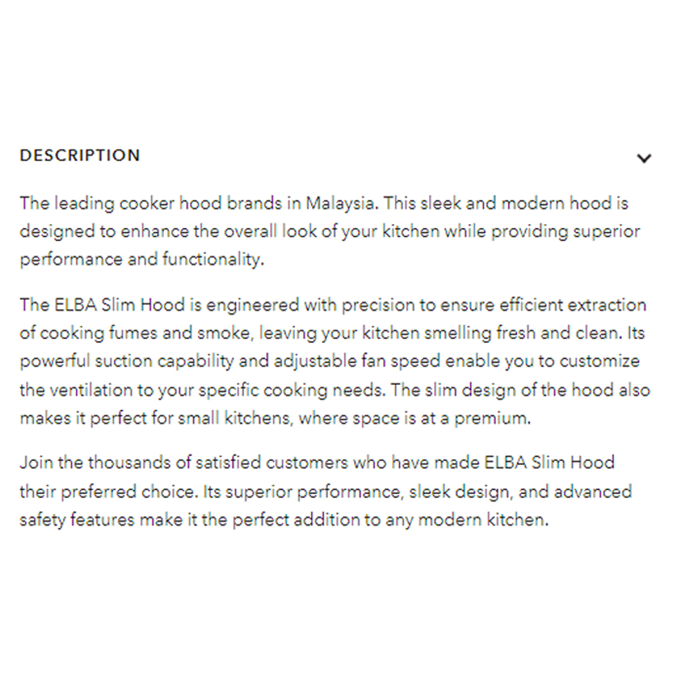 ELBA 900m³/hr Slim Cooker Hood ESH-M9098(BK) | Updraft Venting | With Charcoal Filter | Twin Motor