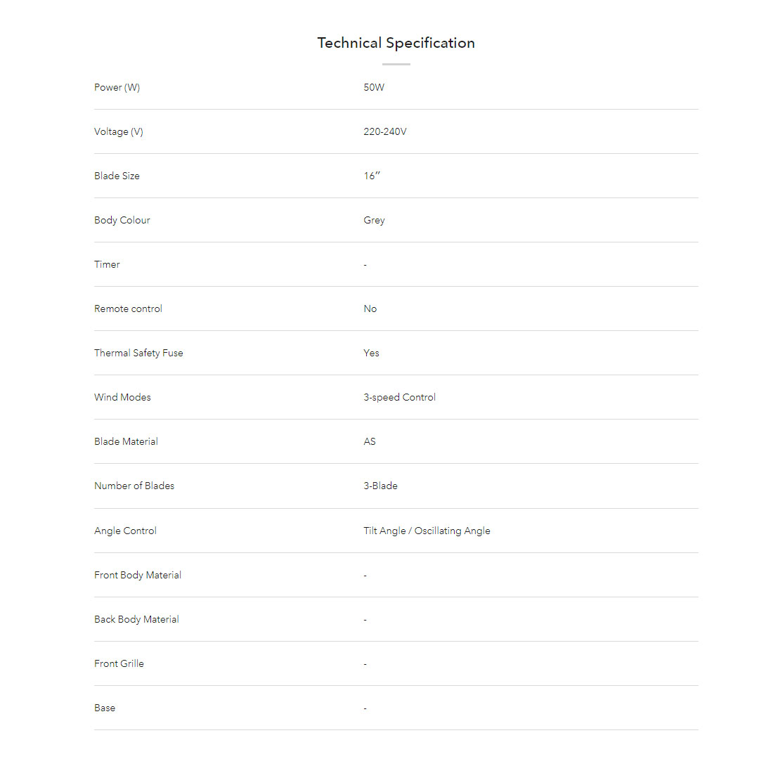 ELBA 12" / 16" Table Fan ETF-G1220(GR) / ETF-G1620(GR) | 3 Transparent AS Blades | 3-speed Control | Thermal Safety Fuse | Whisper Quiet Self Lubricating Motor | Table Fan with 1 Year Warranty