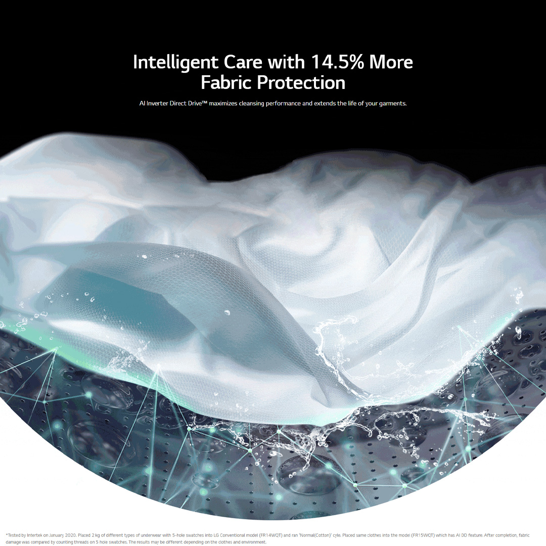 LG 15KG Front Load Washing Machine with AI Direct Drive and TurboWash F2515STGW | Tempered Glass Door & Full Stainless Lifter | Steam | WiFi Control | Washing Machine with 1 Year Warranty