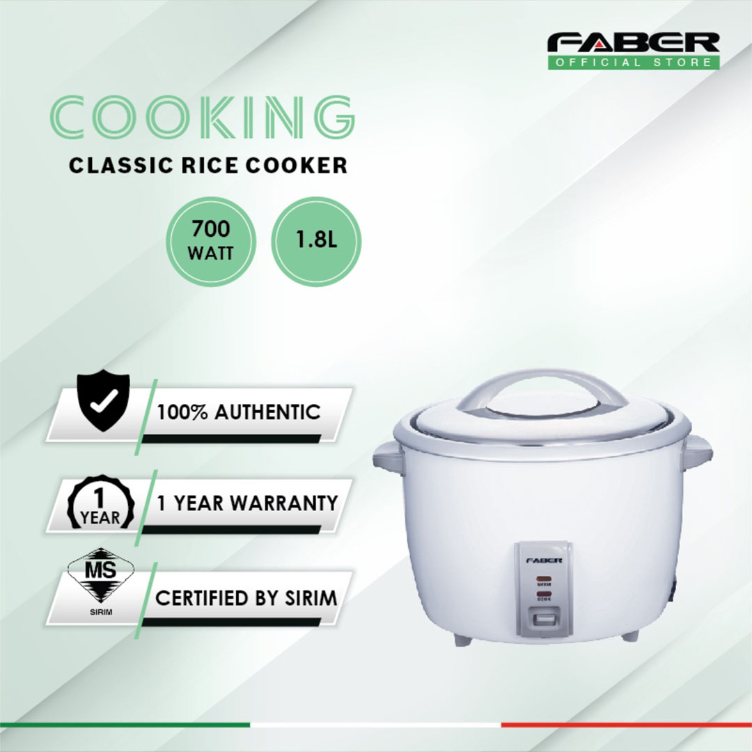 FABER 1.0L/1.8L/2.8L Rice Cooker FRC 210/FRC 218/FRC228 | Cool-Touch Handle | Stainless Steel Lid | Cook & Keep Warm modes | Rice Cooker with 1 Year Warranty