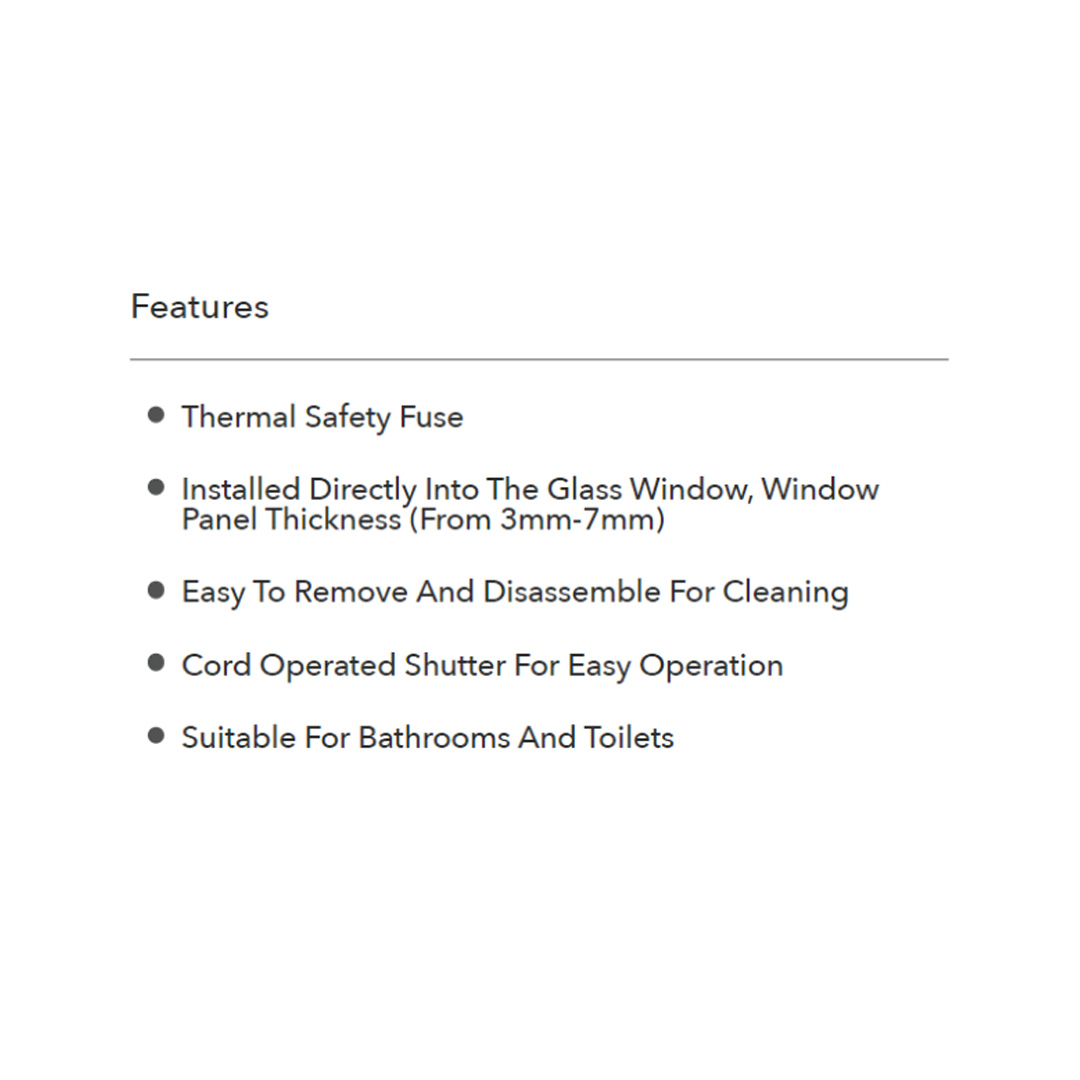 Panasonic 8" Glass Mount Ventilation Fan FV-20WU4VBH | Thermal Safety Fuse | Cord Operated Shutter For Easy Operation | Ventilation Fan with 1 Year Warranty