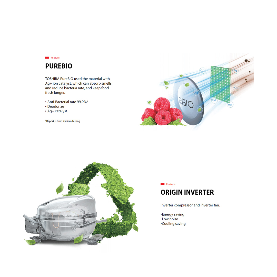 TOSHIBA 580L Multi Doors Dual Cooling Origin Inverter Refrigerator with Smart Control GR-RF608WI-PMY(52) | PureBIO | Dual Cooling | Smart Control | Refrigerator with 2 Year Warranty