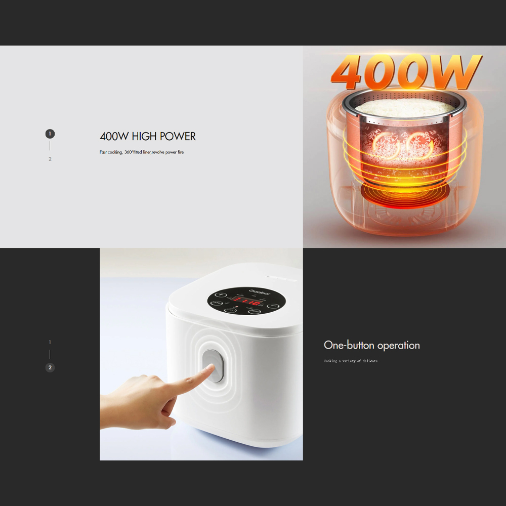 Gaabor 2L Rice-cooker Parameters GR-S25D | 400W HIGH POWER | One-Button Operation | 1  Year General Warranty