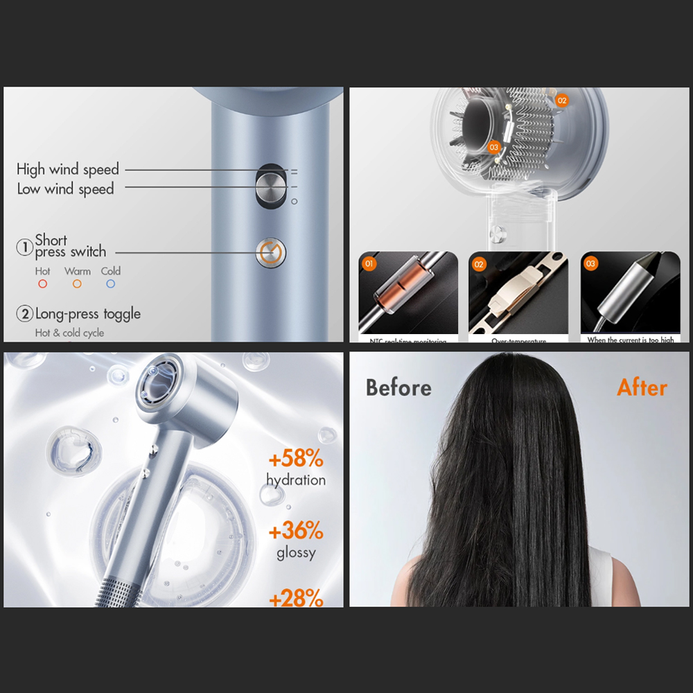 Gaabor 1400W Ultra High Speed Hair Dryer HD-M01A / HD-M01B / HD-M01C |  3-Heat Setting | With Cool Shot Function | 2-speed Control | 1  Year General Warranty