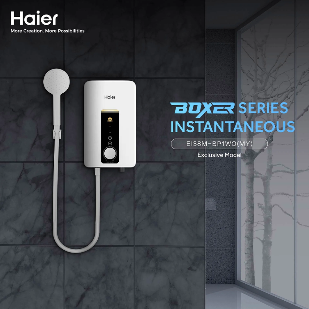 HAIER 3800W DC Inverter Silent Pump Water Heater EI38M-BP1WO(MY) | 11 Safety Features | Shock Proof | 3D AI Thermostat System