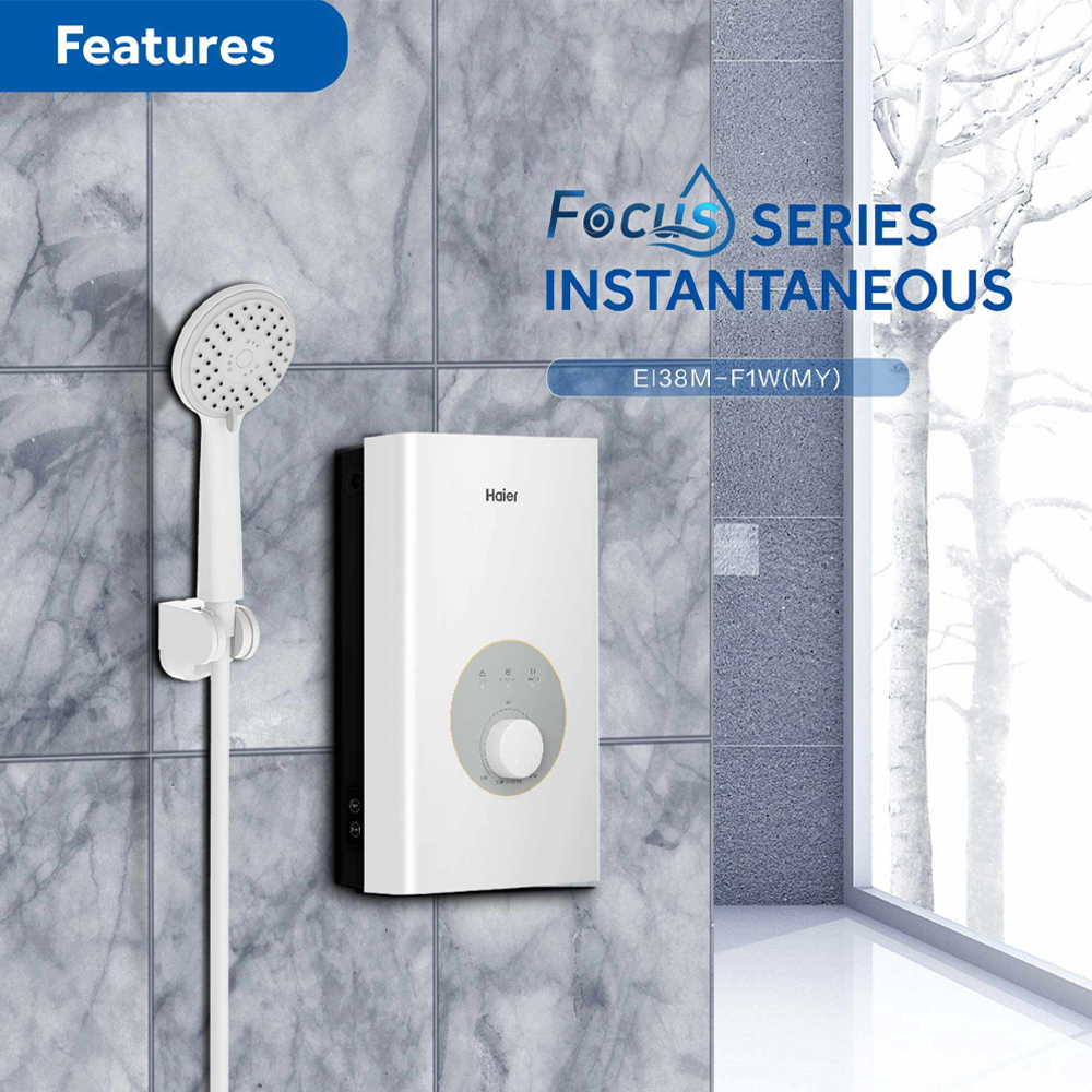 HAIER 3800W Instant Water Heater EI38M-F1W(MY) | Dual Copper Heating Tube | Shock Proof | 4D AI Thermostat System