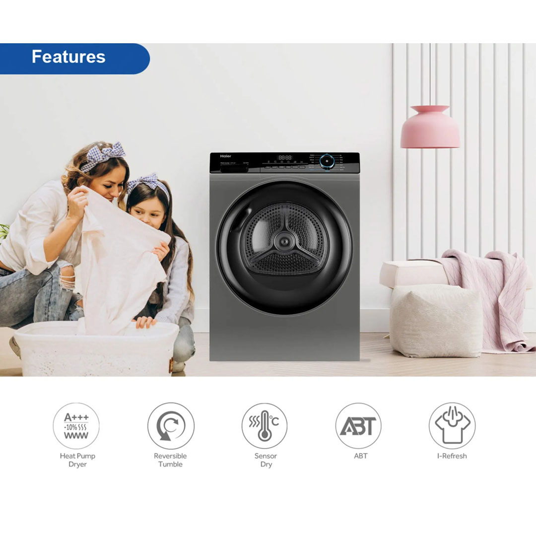HAIER 10KG Heat Pump Dryer HD100-A2939S | Reversible Tumble | Sensor Dry |  I-Fresh | Dryer with 2 Year Warranty