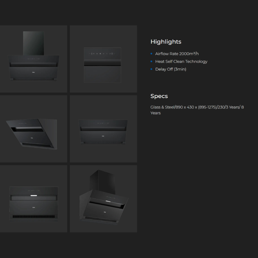 HAIER 2000m³/h Ventilation Hood HH-C2901 | Delay Off (3min) | One Touch Boost | Gesture Control | Dual Suction