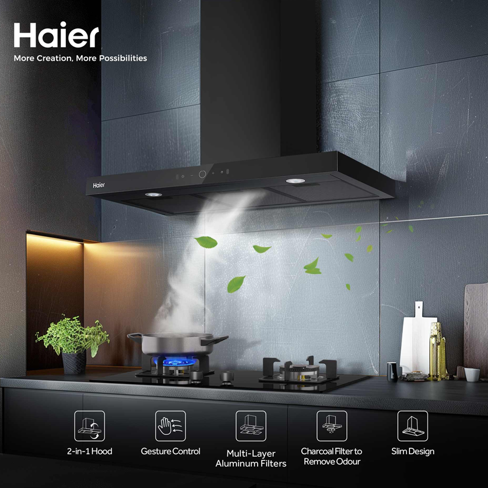 HAIER 1400m3/h 2-in-1 T Box Hood HH-T1902GBR | Suction Power: 1400mᶟ/h | 2 in 1 Hood | Gesture Control