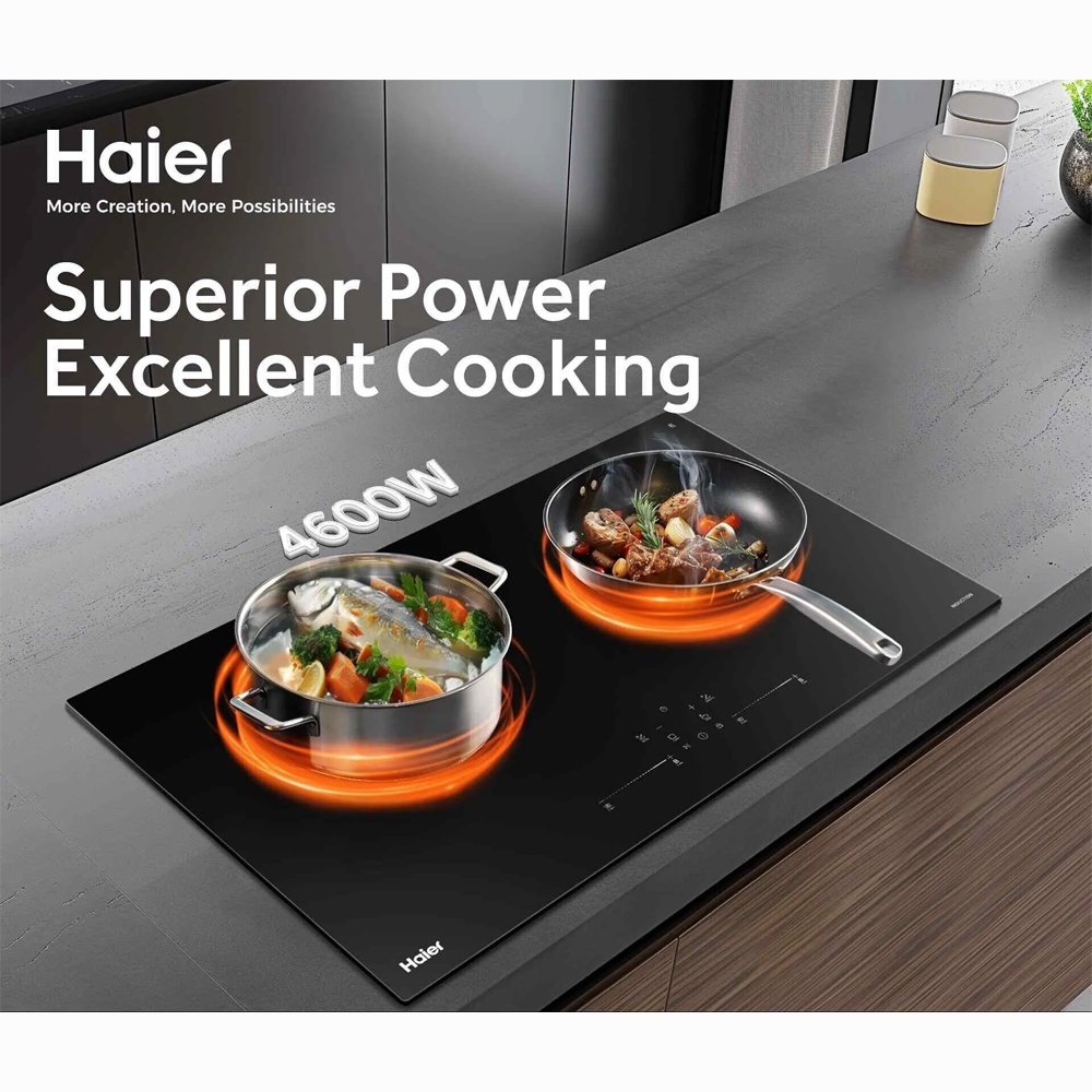 HAIER 2 Burners Built-in Induction Cooker HI-Y672SNNDC | Power Output: 2300W + 2300W | 9 Power Control Level | 240 Minutes Cooking Timer