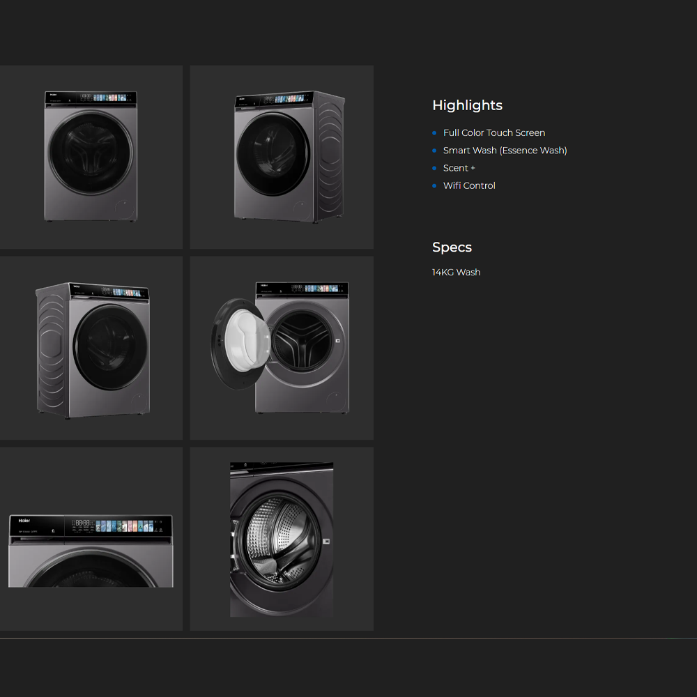 HAIER 14KG Color AI Inverter Front Load Washing Machine HW140-BP14367S8U1 | Wifi Control | Smart Wash |  5 Star Energy Saving Rating