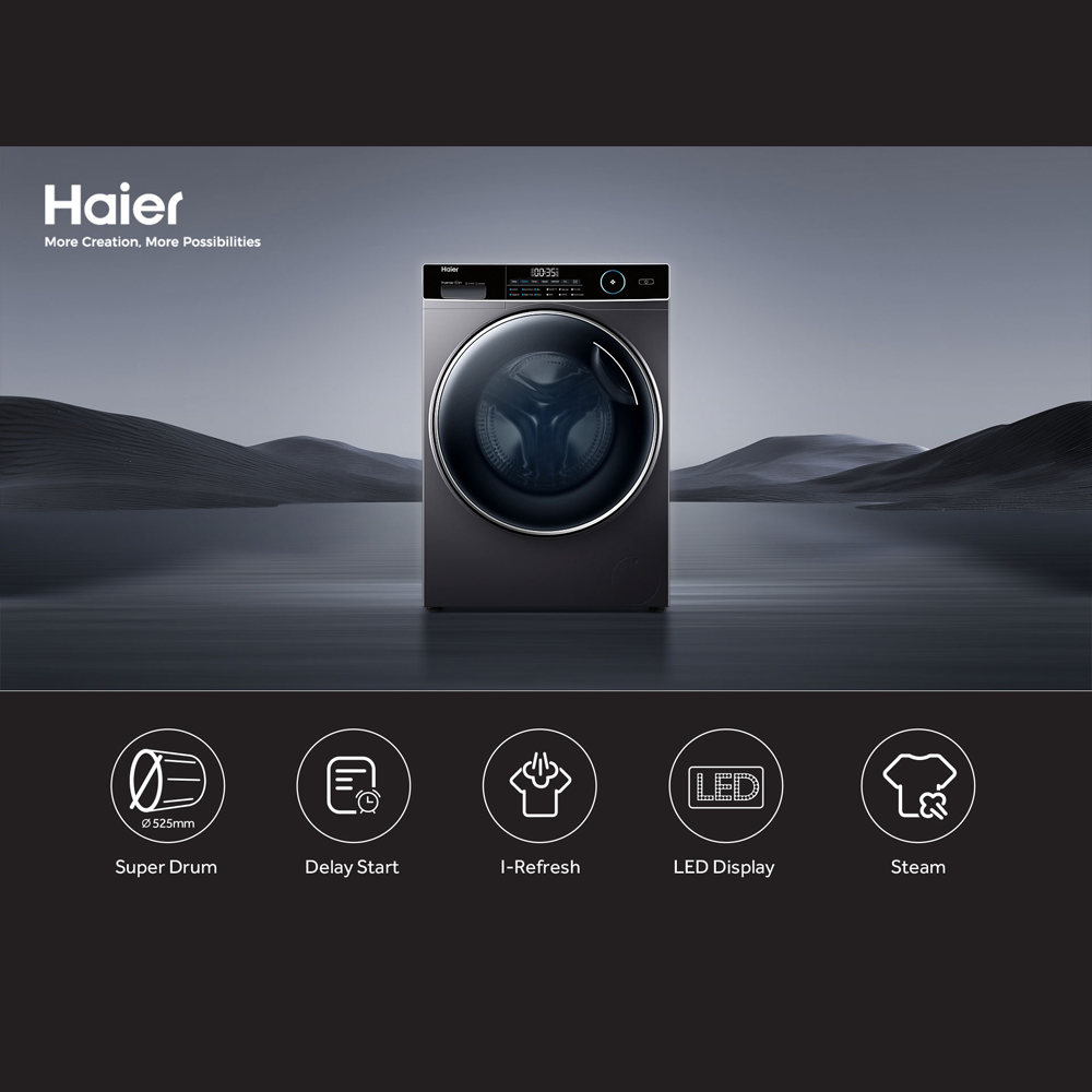 HAIER 13KG/8KG Front Load Super Inverter Washer Dryer HWD130-BP14959S8 | BLDC Inverter | 525mm XL Drum | I-Refresh