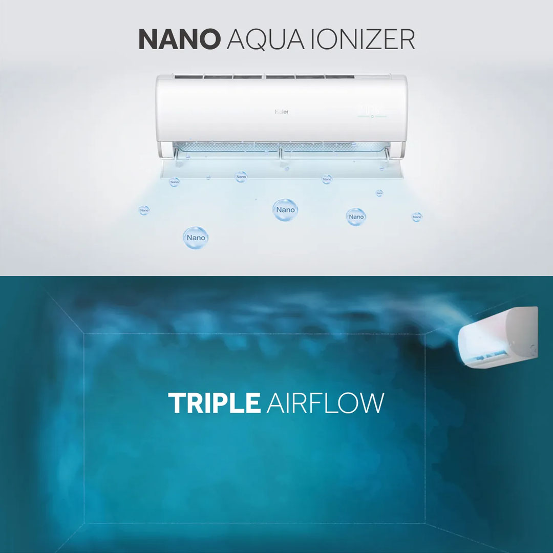 HAIER 1HP/1.5HP/2HP/2.5HP R32 Non-Inverter Wall Mount Air Conditioner HSU-10LPB21/HSU-10LPB21/HSU-13LPB21/HSU-19LPB21/HSU-25LPA21 | Nano Aqua Ionizer | Triple Airflow | Anti Corrosion | Air Conditioner with 3 Years Warranty