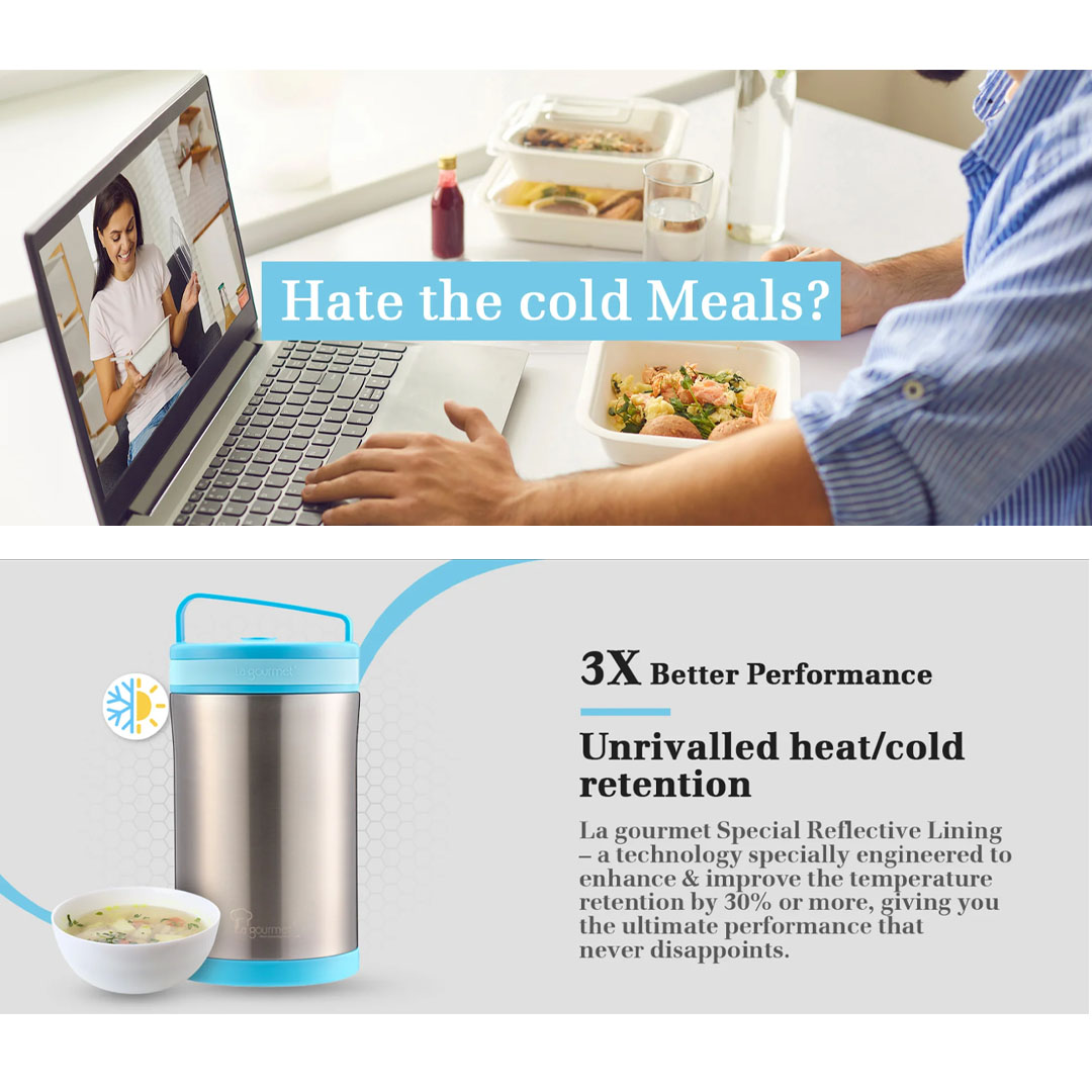 HAIER 1.7L Thermal Food with 3pcs 304 Stainless Steel Container TD0045781 | Unrivalled Heat/Cold Retention | Equip with 2 Functions | Wide Mouth | Mess Free | Safe and Healthy