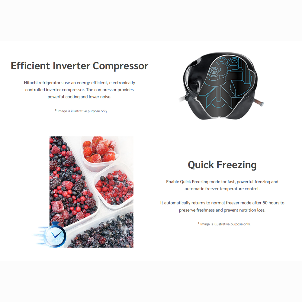 Hitachi 182L 2 Doors Top Mount Inverter Refrigerator HRTN5198MXMY |Tempered Glass Shelves| Quick Freezing