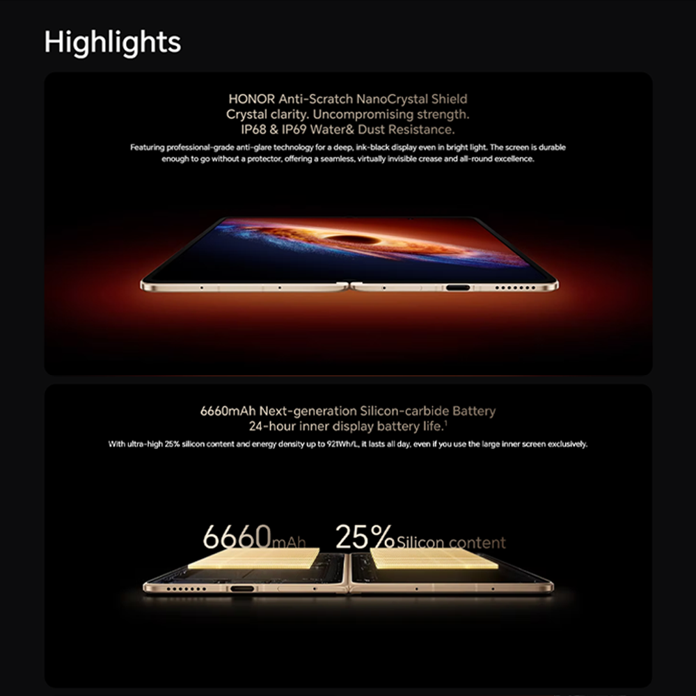 HONOR Magic V6  16GB+512GB / 16GB+1TB |Qualcomm Snapdragon® 8 Elite Gen 5 | 80W + 66W Dual SuperCharge |  IP68 & IP69