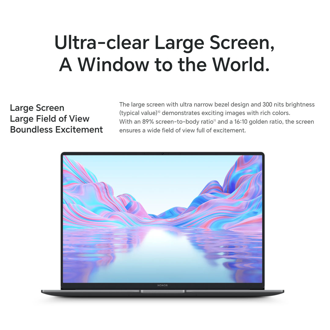 HONOR MagicBook X 16 16-inch 12th Generation Intel® Core™ i5-12450H Intel UHD Graphics | 65W Portable Fast Charger | Comfortable Reading | 7.5 Hours of Daily Office Work | Laptop with 1 Year Warranty