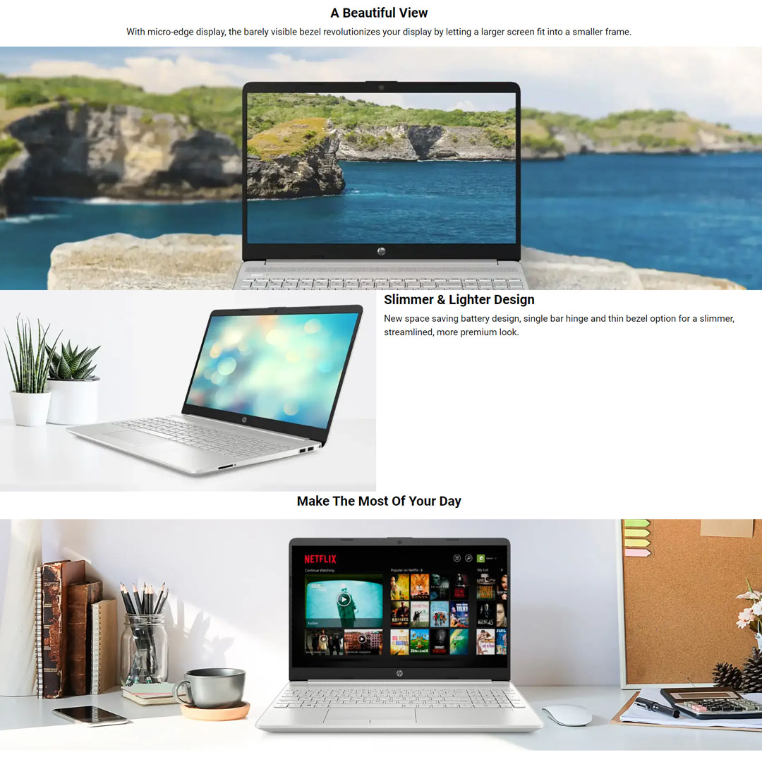 HP Essential 15.6-inch AMD Ryzen 3 5300U AMD Radeon Graphics 8GB+512GB | Windows 11 Home | FHD (1920 x 1080) | Laptop with 2 Years Warranty