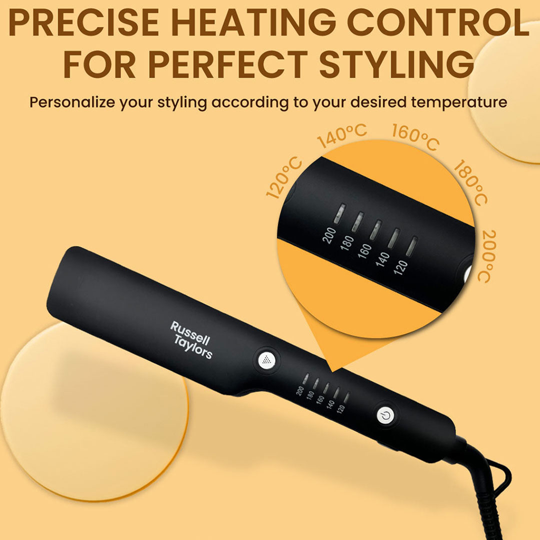 Russell Taylors 34W Ceramic Coating Hair Straightener with Steam Infusion HS2 | 20ml Water Tank | Cutting Edge Features | Hair Straightener with 2 Year Warranty