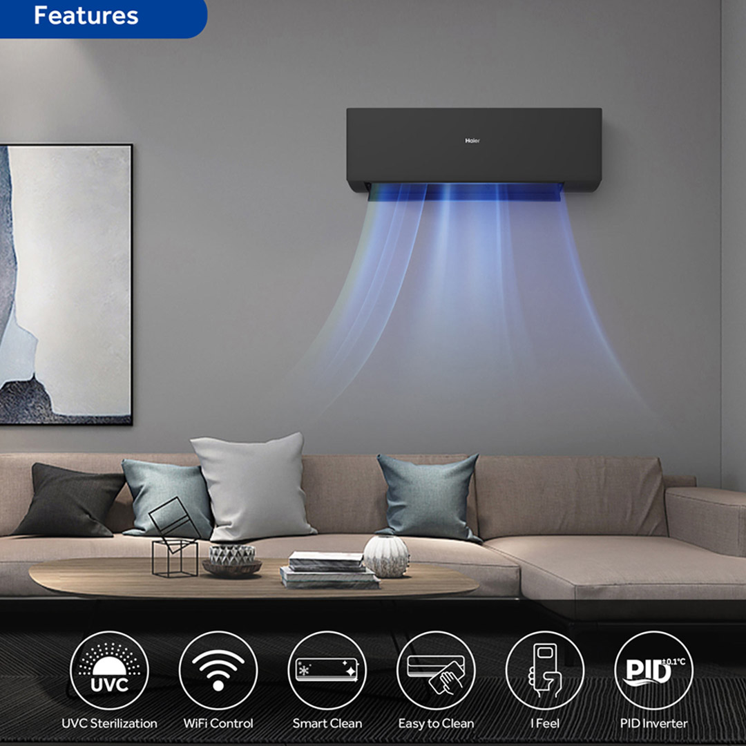 HAIER 1.5HP R32 UV Cool Inverter Wall Mount Air Conditioner HSU-13VXA22 |  PID Inverter | Smart Clean | WIFI Control | UVC Sterilization | Air Conditioner with 3 Years Warranty