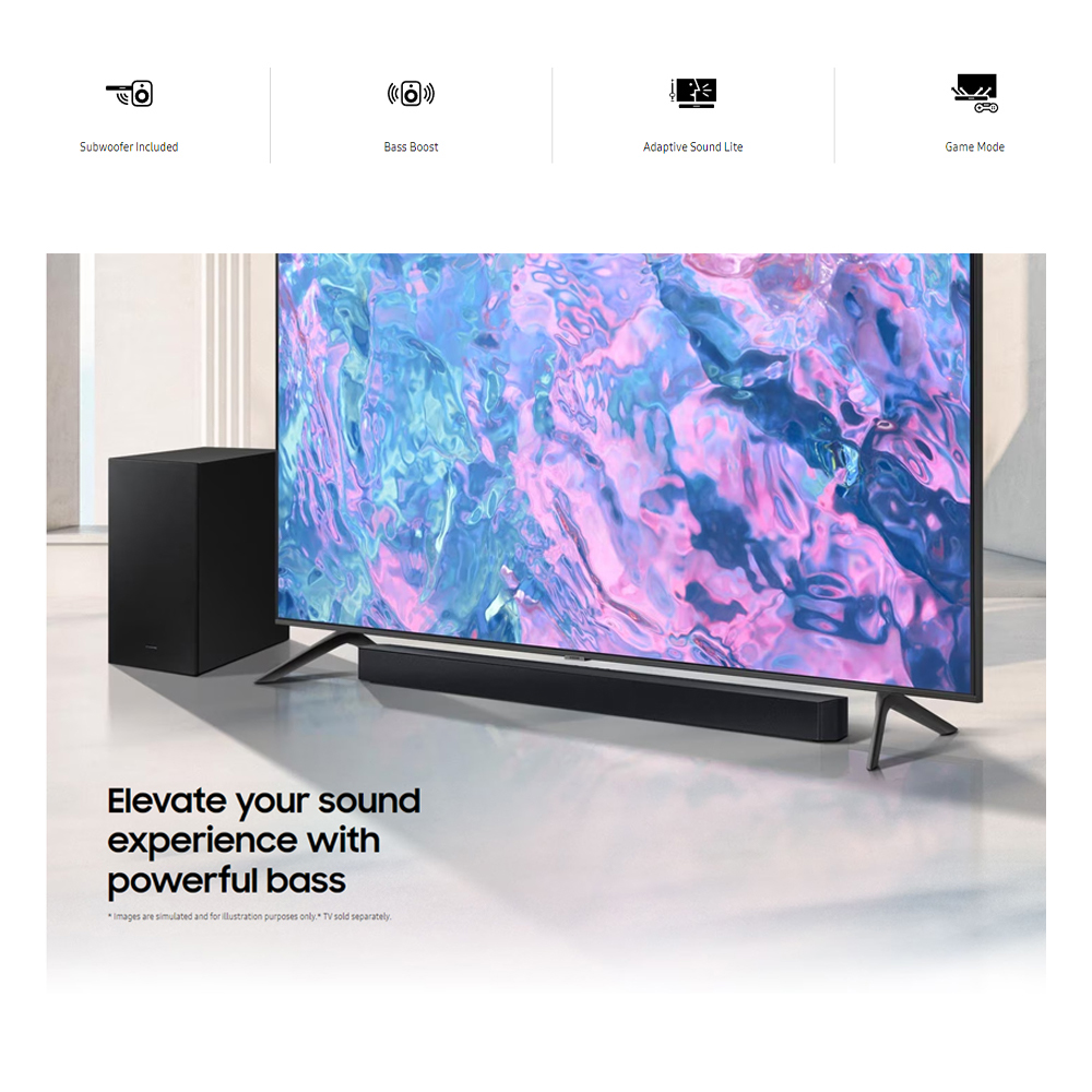 SAMSUNG 25W 2.1ch B-Series Soundbar with Subwoofer  HW-C450/XM | Subwoofer Included | Bass Boost | Adaptive Sound Lite | 1  Year General Warranty