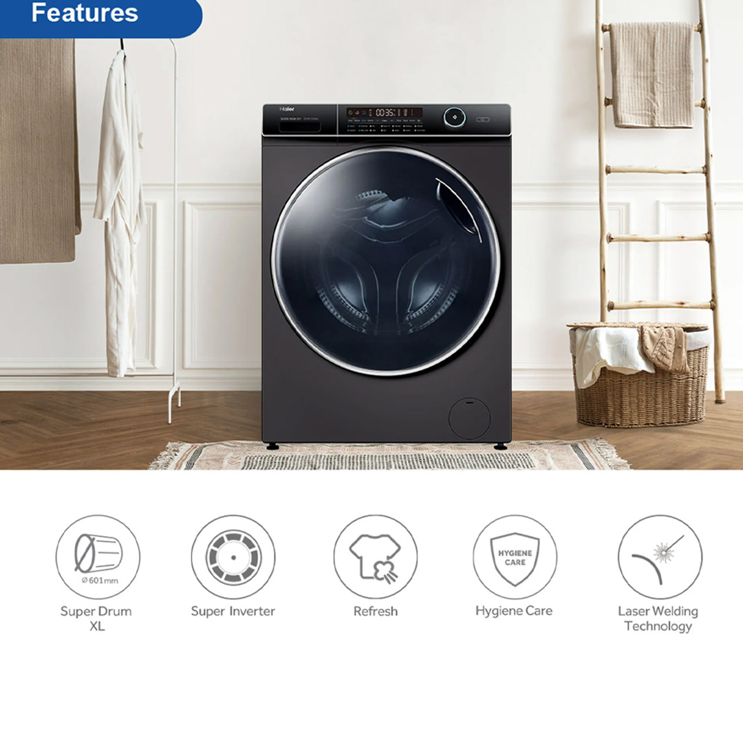 HAIER 15KG Super Inverter Front Load Washing Machine HW150-BP14986ES8 | Super XL Drum | Laser Welding Technology | Steam Wash