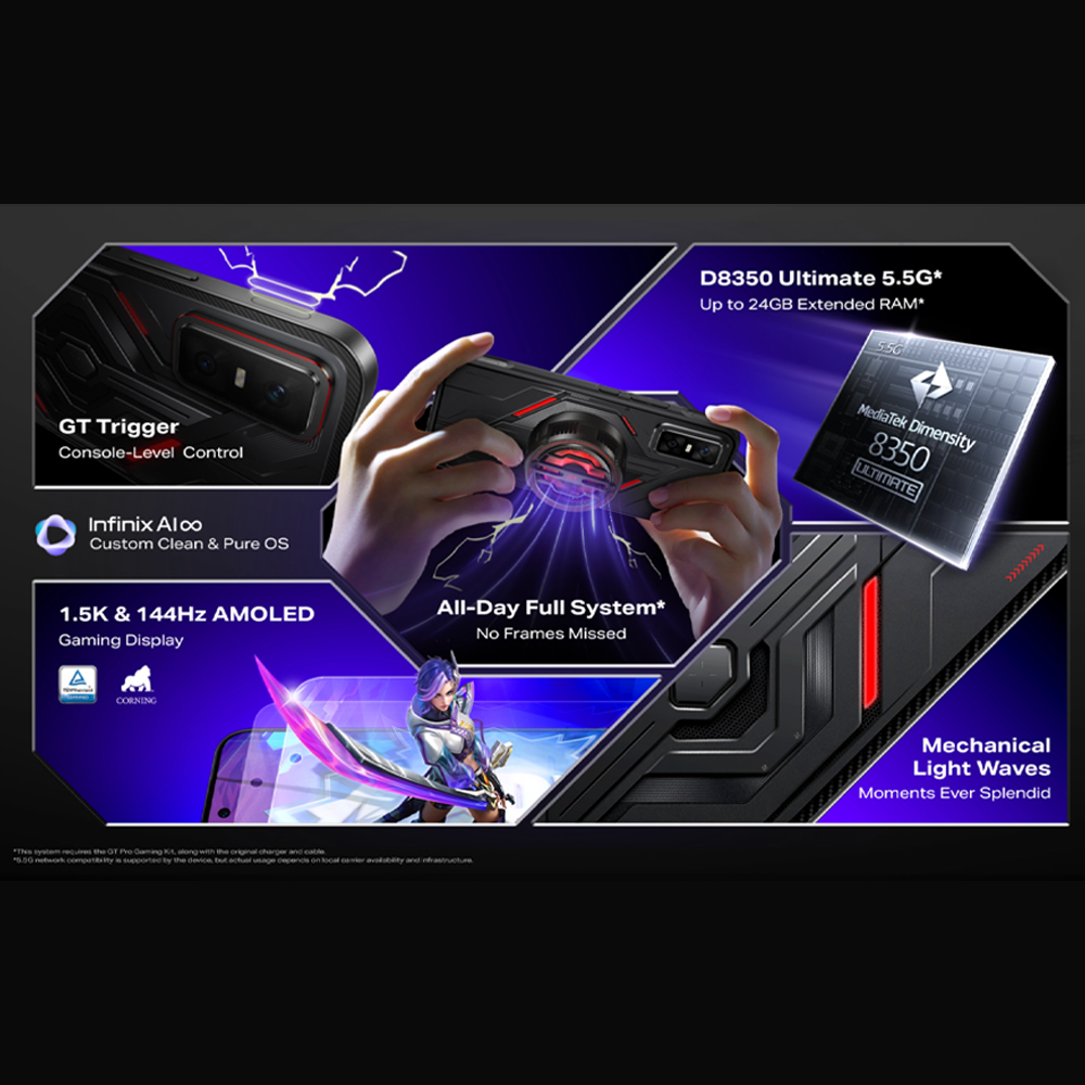 Infinix GT 30 Pro 12GB+256GB/ 12GB+512GB | 6.78 inch AMOLED | MediaTek Dimensity 8350 Ultimate | 108MP Main Camera | Li-Po 5500mAh