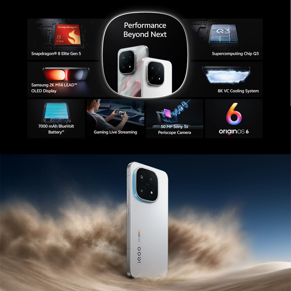 IQOO 15 5G | Snapdragon 8 Elite Gen 5 | Ultra-Large 8K VC Cooling System | 7000mAh Silicon Anode Battery | 100W FlashCharge