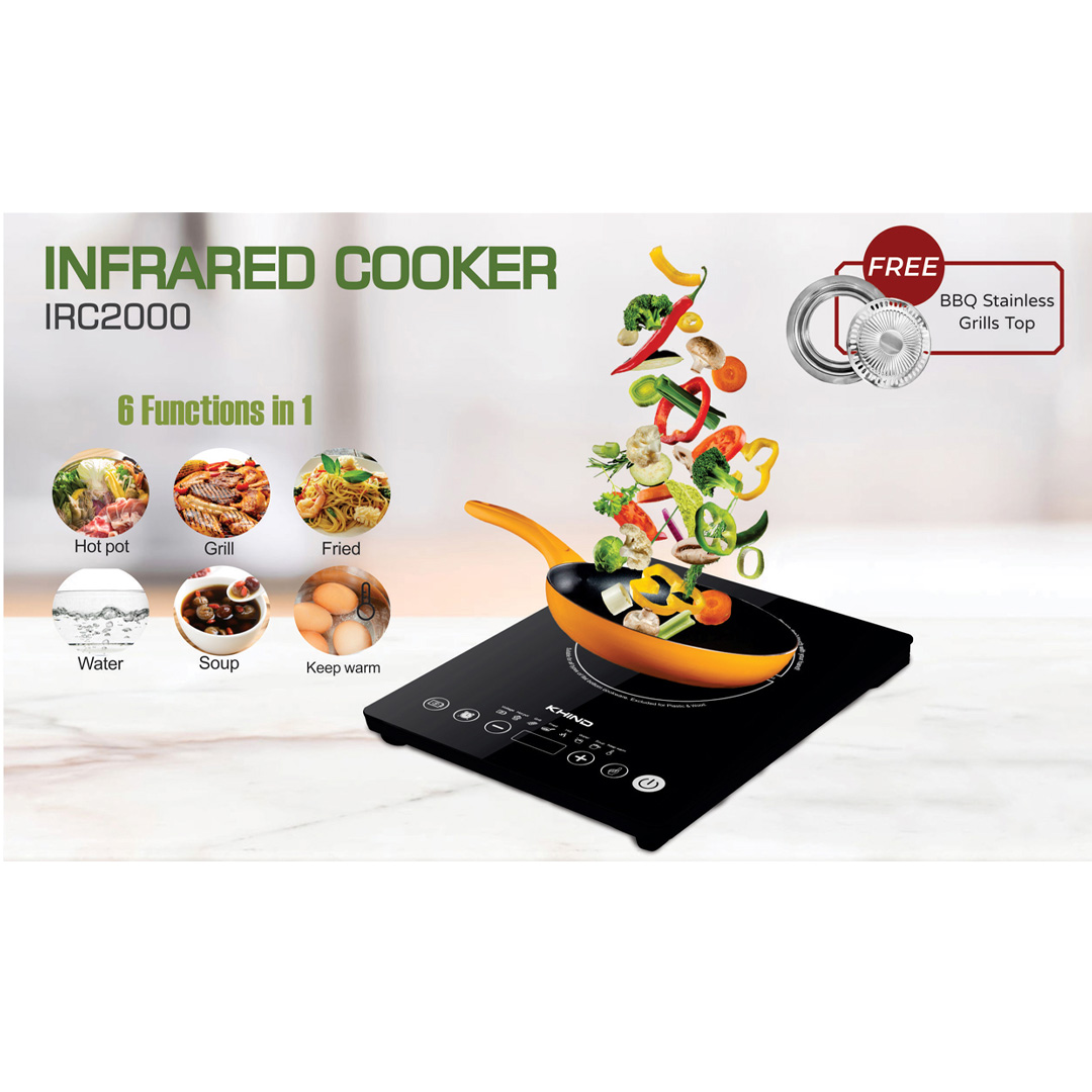 KHIND 2000W Infrared Cooker IRC2000 | 6 Functions in 1 | Touch Screen Control | Overheat Protection | Auto Switch Off | Infrared Cooker with 1 Year Warranty